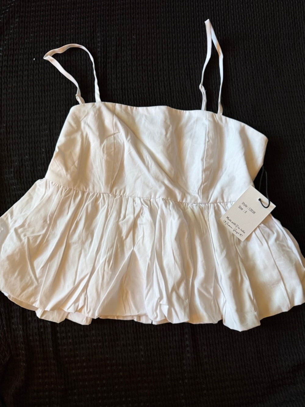 Japna White Ruffled Spaghetti Strap Peplum Tank